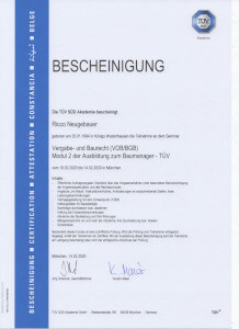 TÜV Zertifikat Ricco Neugebauer Sachkundiger für Bauschäden und Baufehler